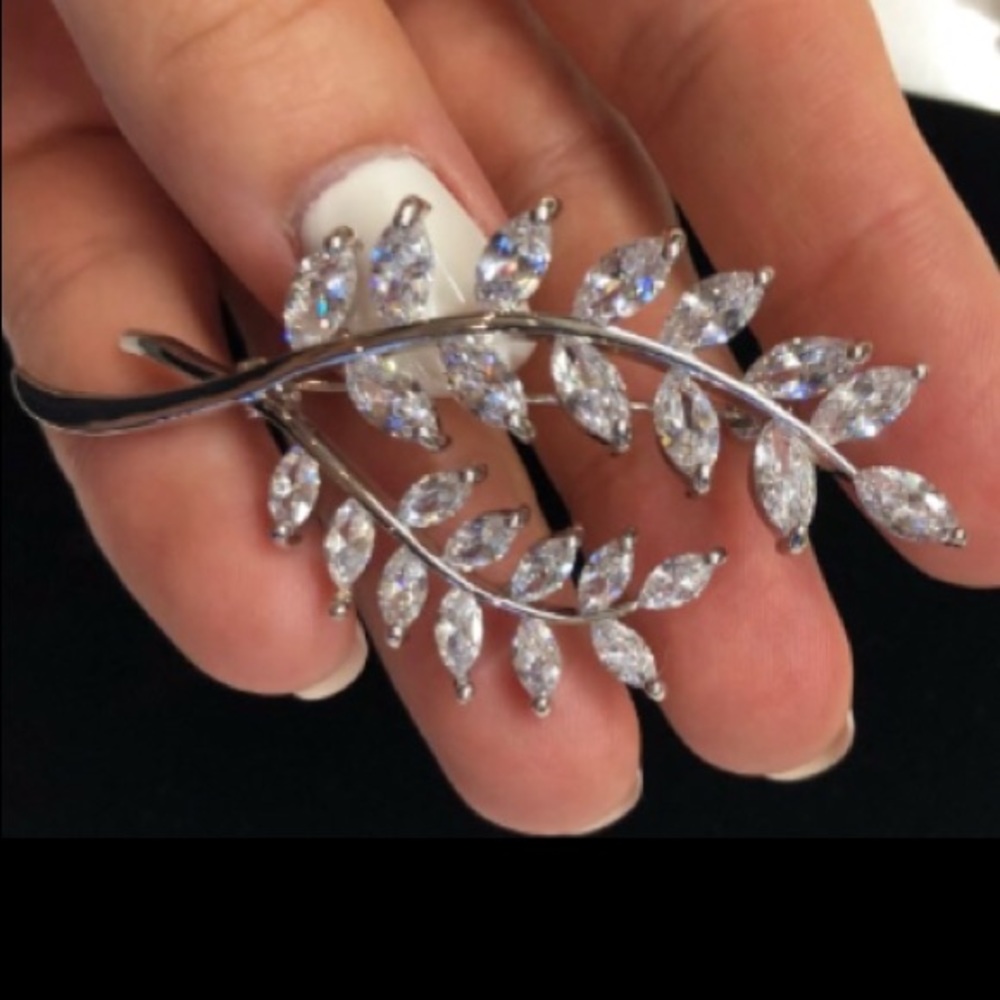 🆕White Gold Dipped Brooch 9.25TCW 2.5" - Picture 2 of 8